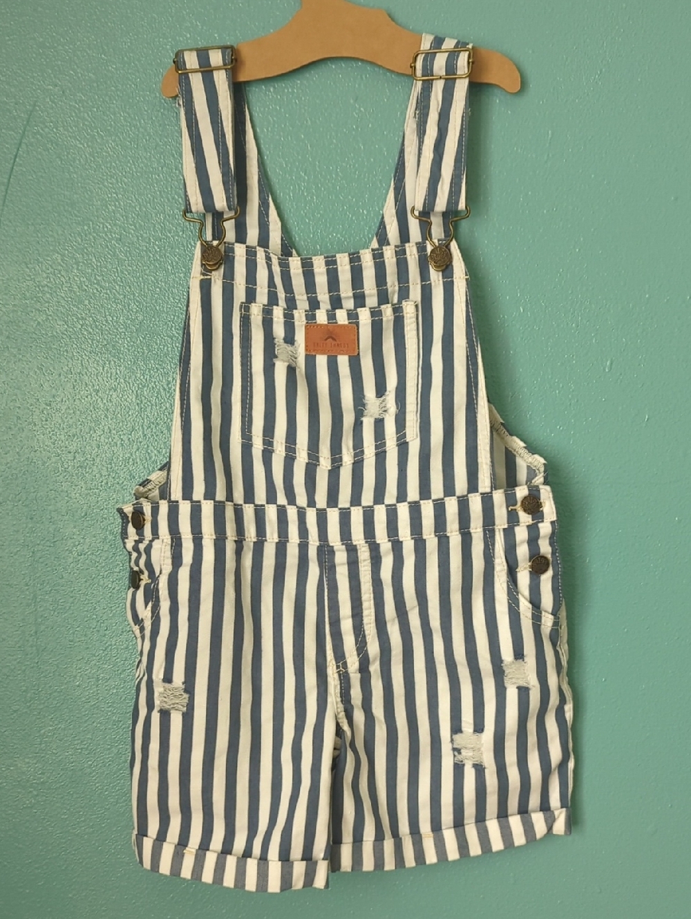 Striped Blue and White Kids Short Overalls - Casual Playwear